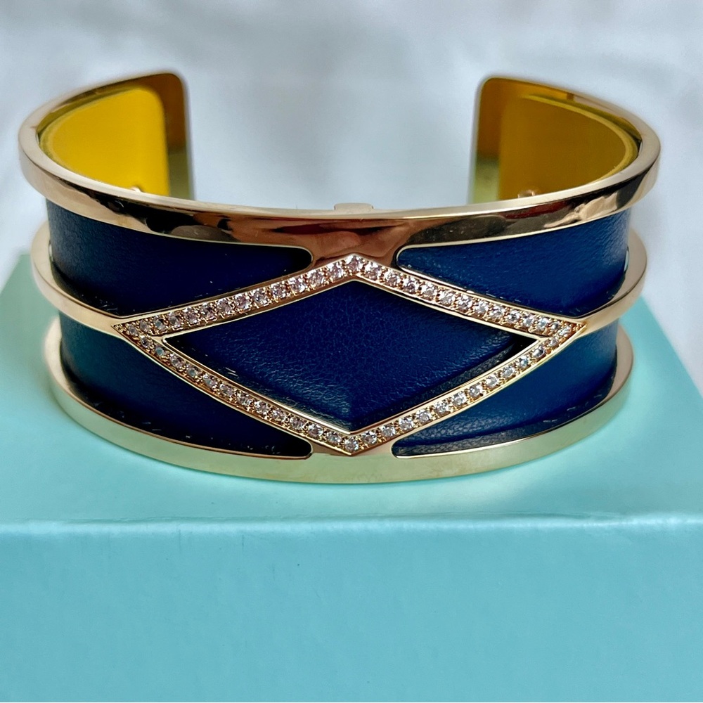 Les Georgettes Gold Plated Diamond Design With Stones 25mm Cuff
